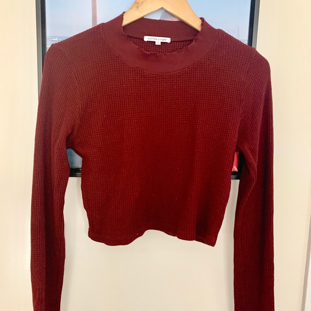 Cotton citizen waffle crop top sweater